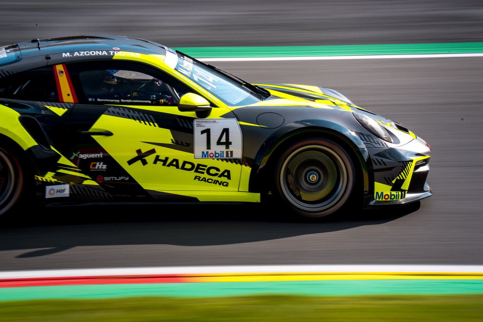 Upclose shot of the #14 Porsche at Spa in 2025