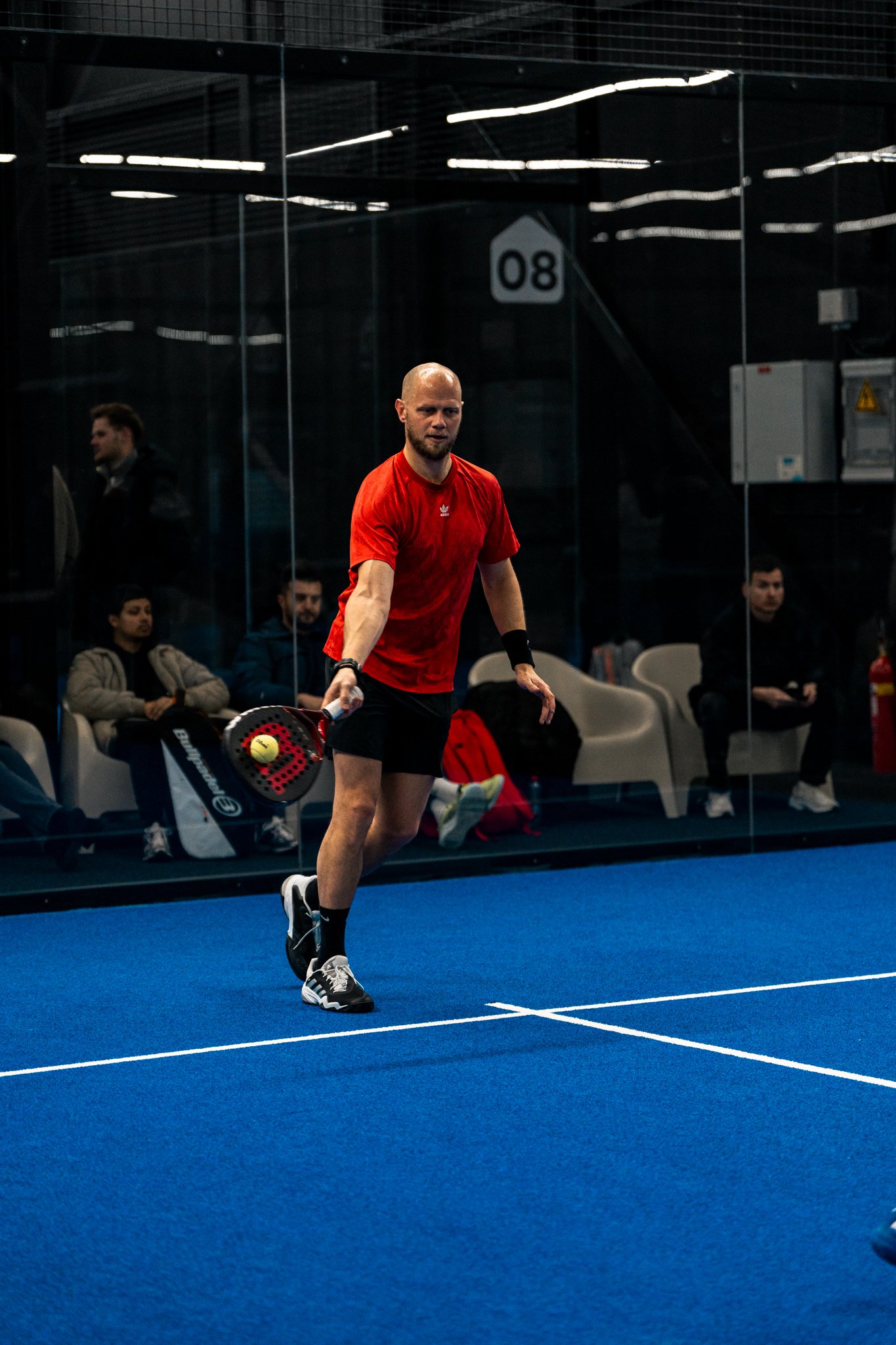 ball hitting racket of padel match during serve