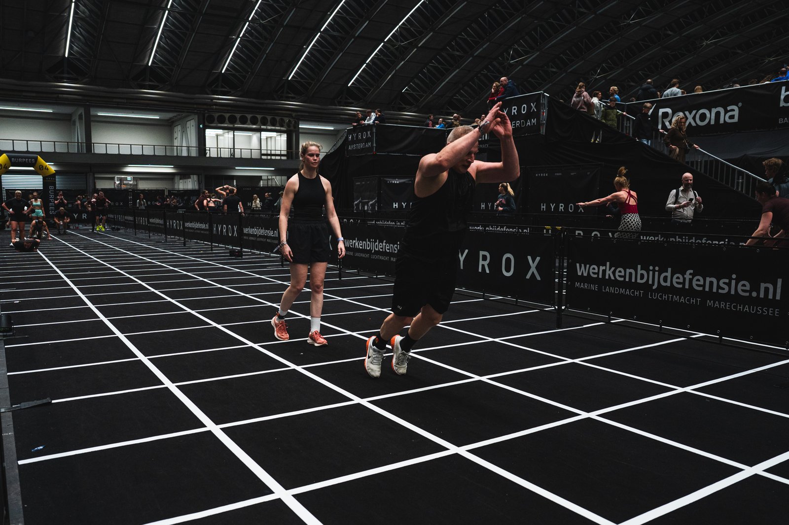 Burpee Broad jumps during Hyrox