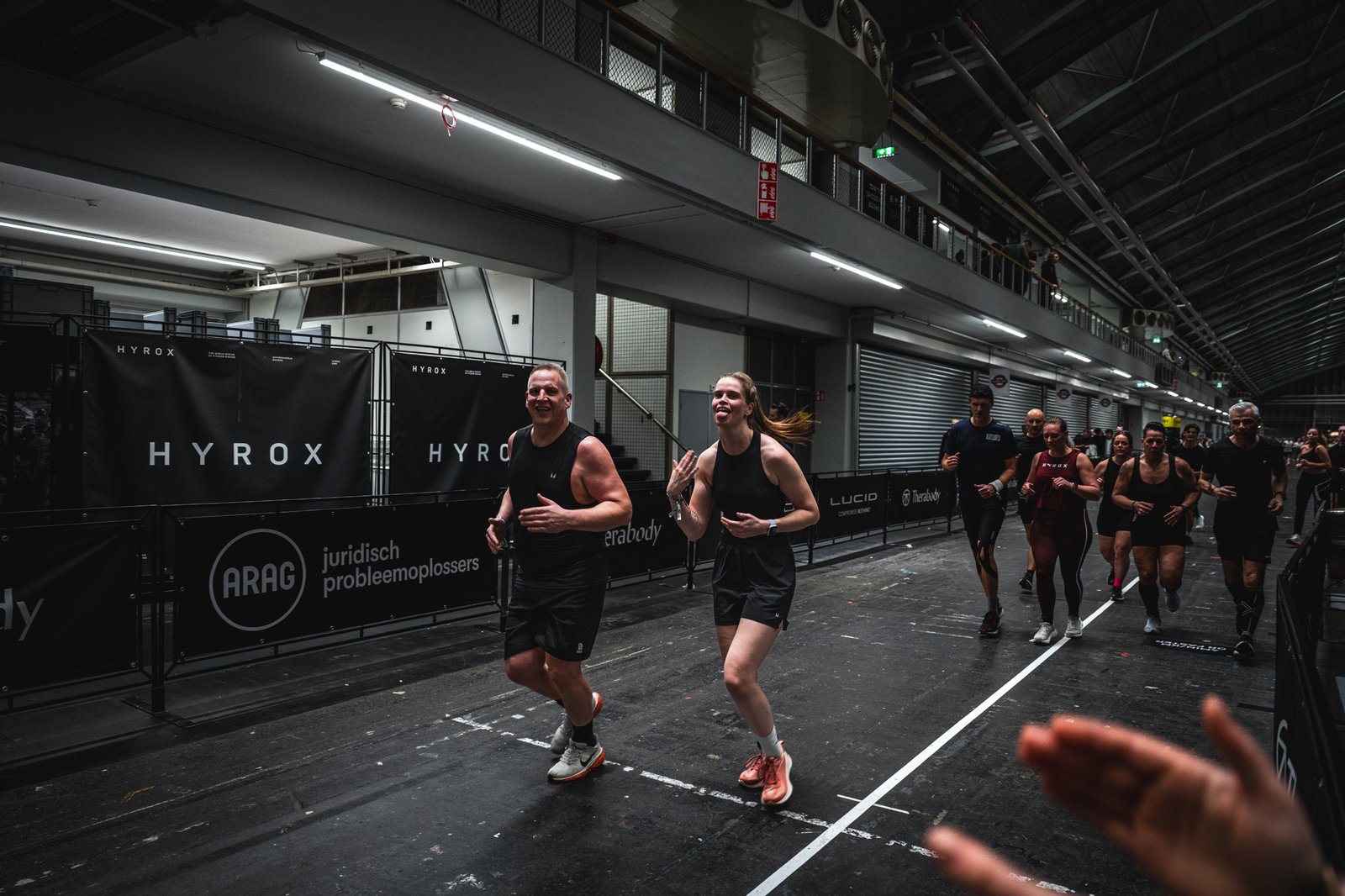 All smiles while running during Hyrox